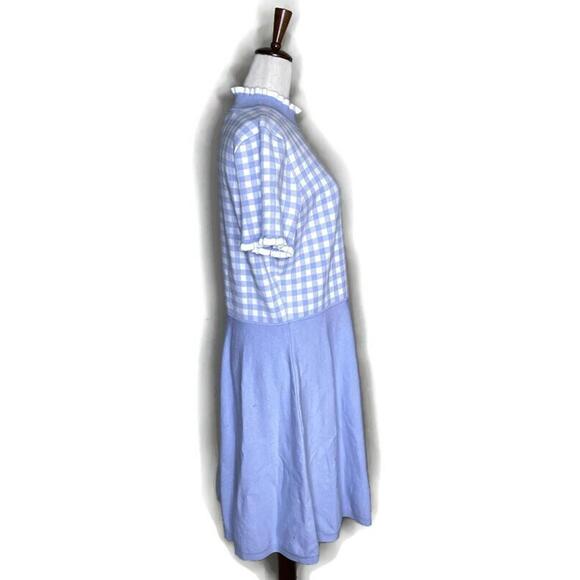 Nordstrom 1901 Blue Gingham Short Sleeve A Line Knee Length Dress Stretch NWT XL - Picture 2 of 6